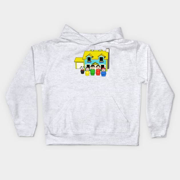 Brunette Family With Yellow House Kids Hoodie by Slightly Unhinged